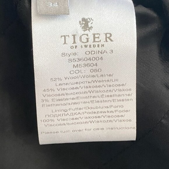 TIGER OF SWEDEN BLACK WHITE WOOL BLEND GEO STRIPED ODINA 3 PEAK LAPEL BLAZER - 4 - Picture 10 of 10